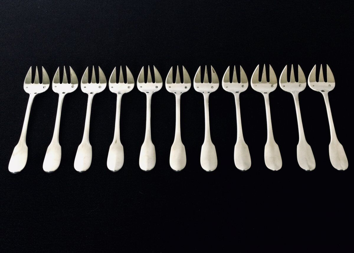 Oyster Forks Silver Old Paris Tetard Brothers