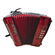Red Aidi R accordion in his suitcase