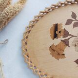 Wooden tray, flower pattern