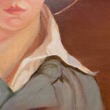 Portrait of the boy in the straw hat 70s/80s, signed