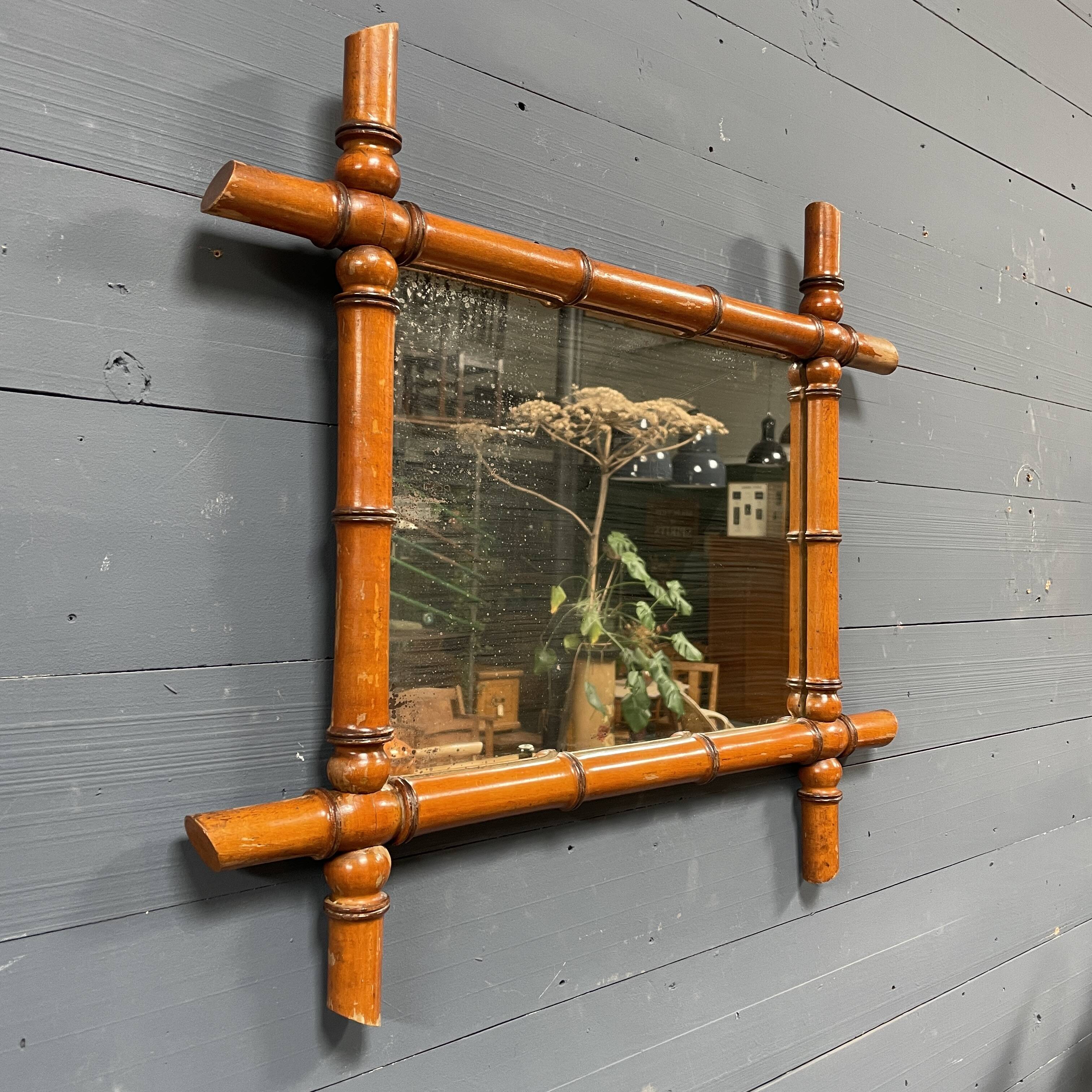 Antique faux bamboo mirror from France