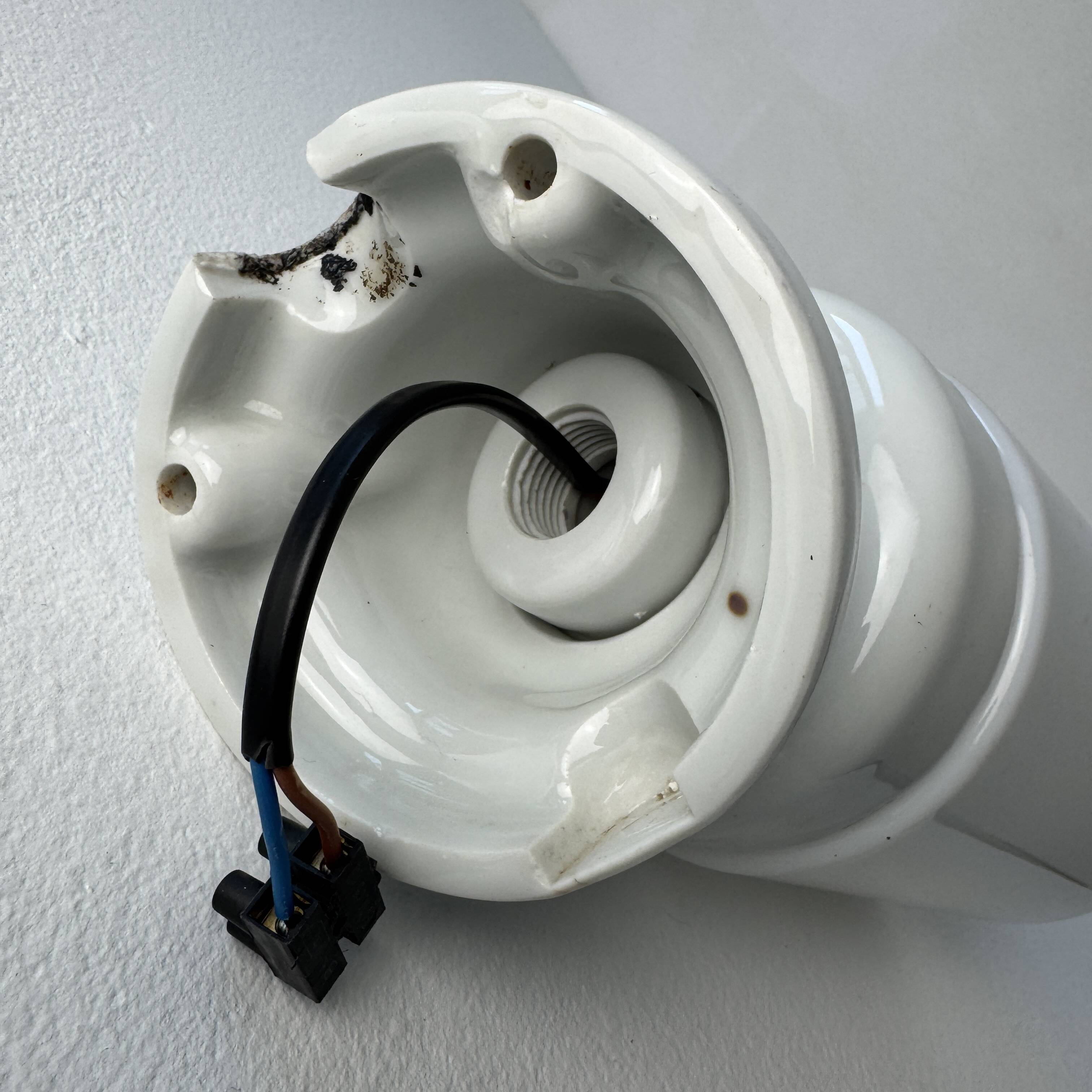 Antique ceramic & vintage opaline wall light
