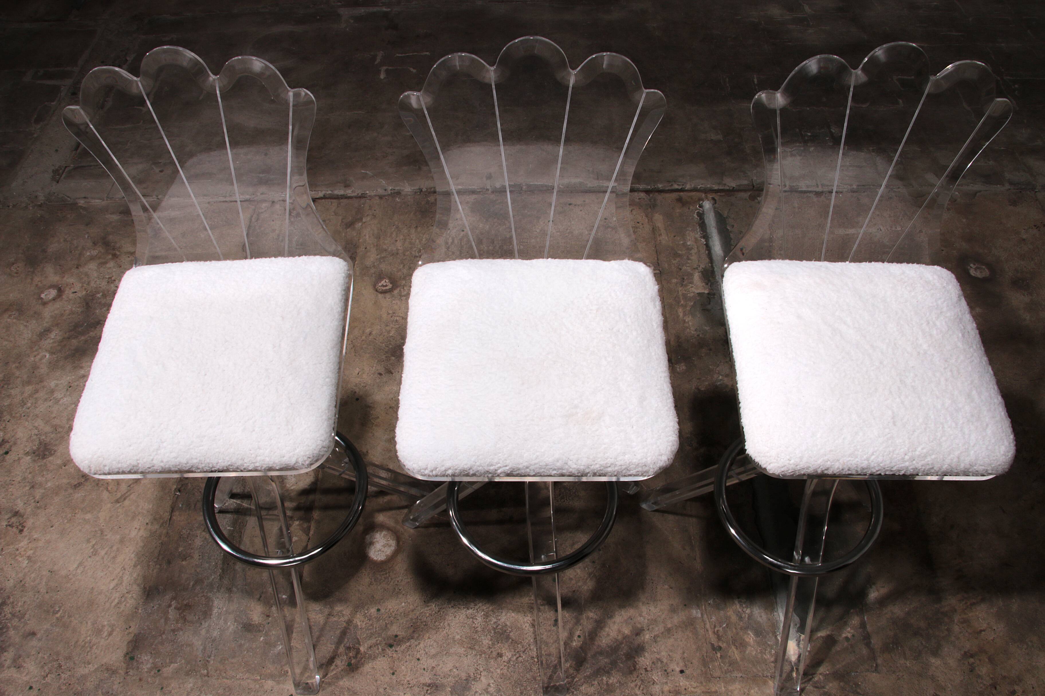 Plexiglass lucite bar stools and chrome swivel bar chairs,Hill Manufacturers