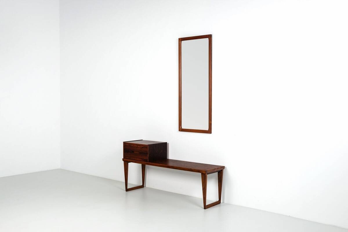 Kai Kristiansen bench and mirror rosewood Aksel Kjersgaard Denmark 1960