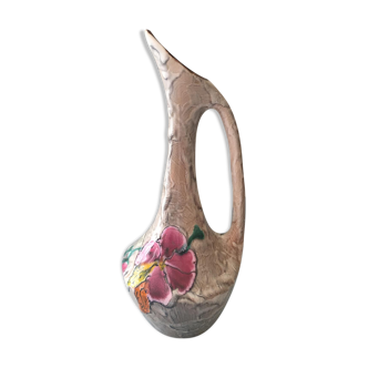 Ceramic pitcher with handle, stamped Poët Laval, "Aigrette" model