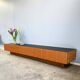 Minimalist XXL lowboard, teak and black top, 1960s
