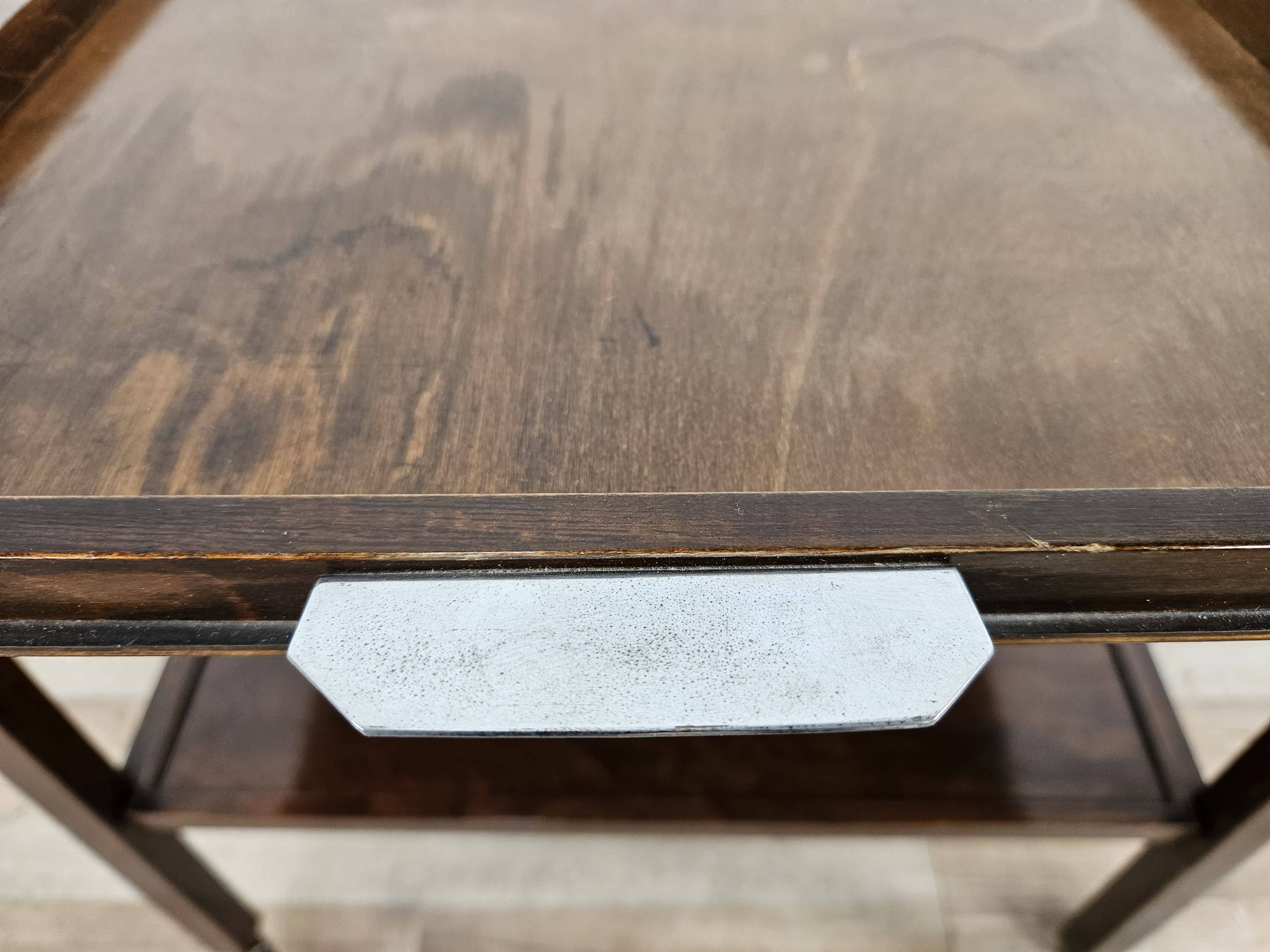 1930s art decò tray by fada in wood and metal