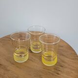 Trio de petits verres granité jaune et liserés dorés