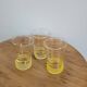 Trio de petits verres granité jaune et liserés dorés