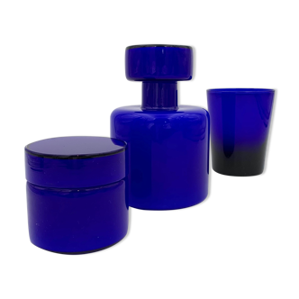 Set of glass bottles, toilet pad, Klein blue - 20th century