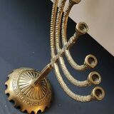 Jewish Menorah/Candlestick with 7 arms. Engraved Jerusalem, signed Wainberg Dim 16x16