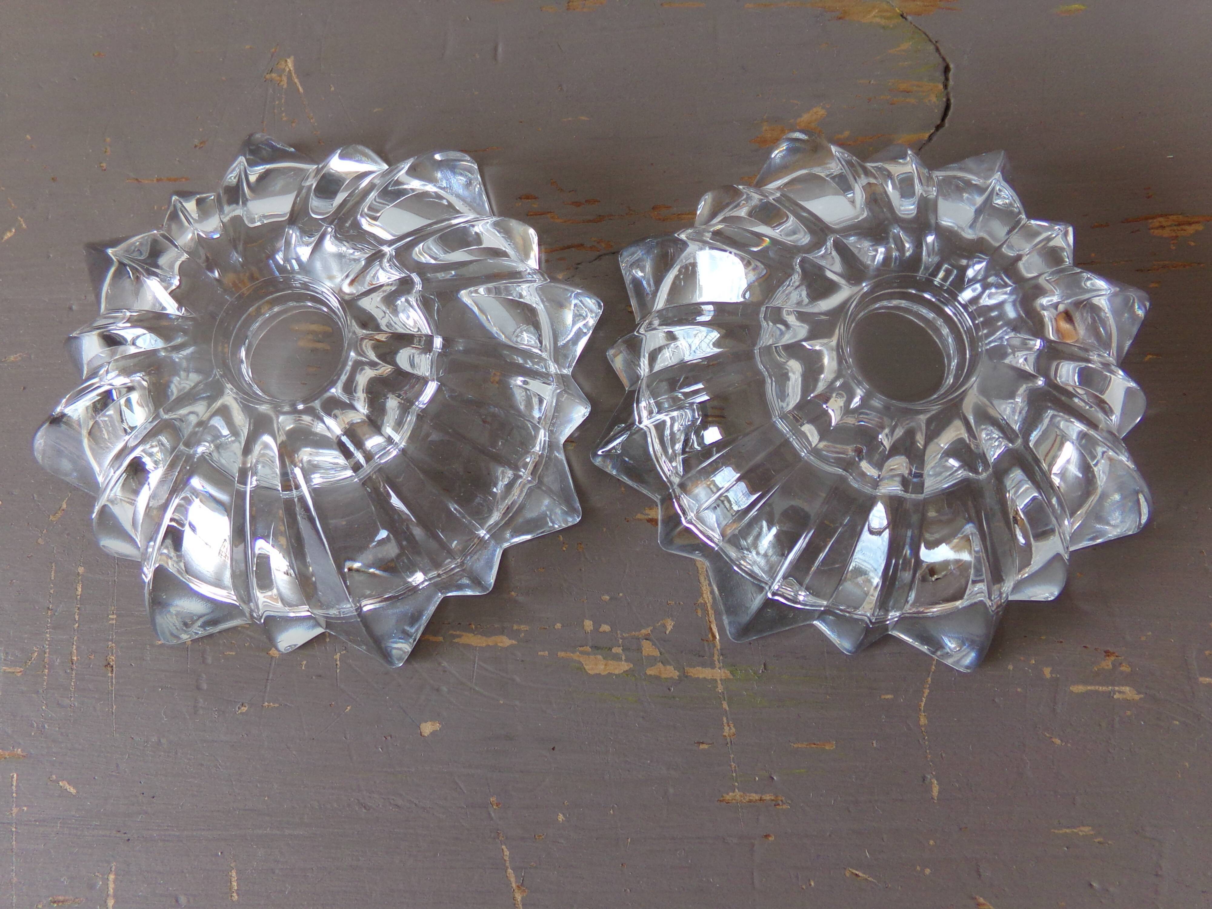 Pair of antique crystal candle holders