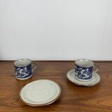 Vintage tea set for 2 people with flower pattern