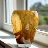 Mouth-blown glass vase.