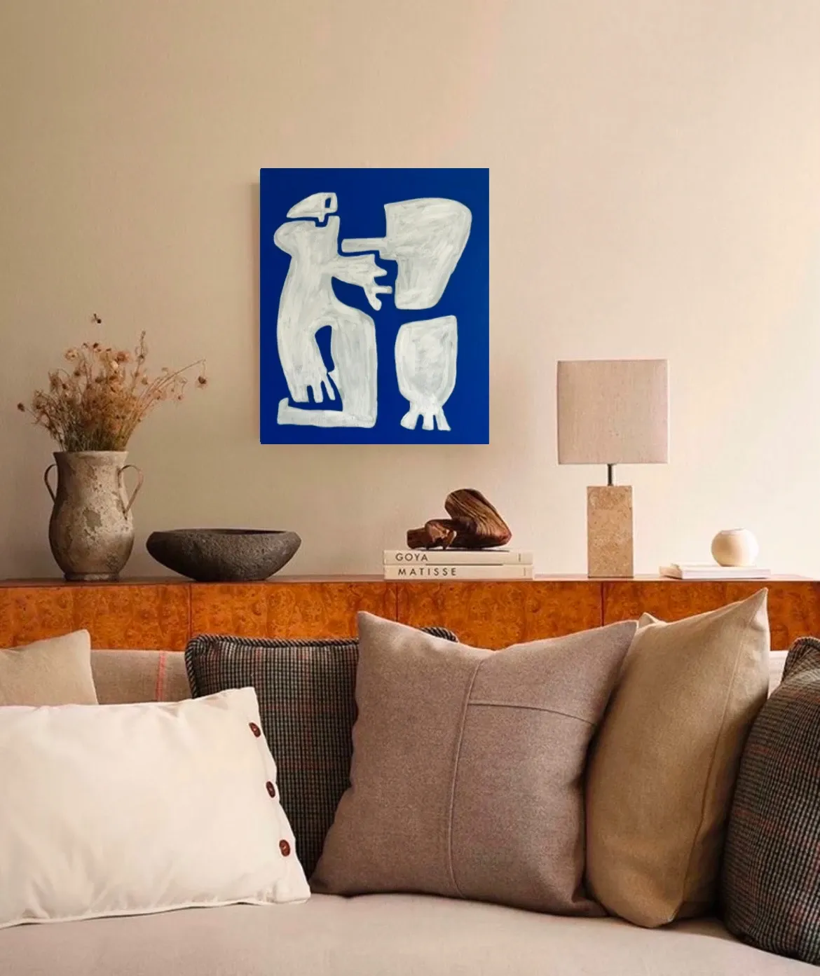 Canvas painting "Happy men" off-white
