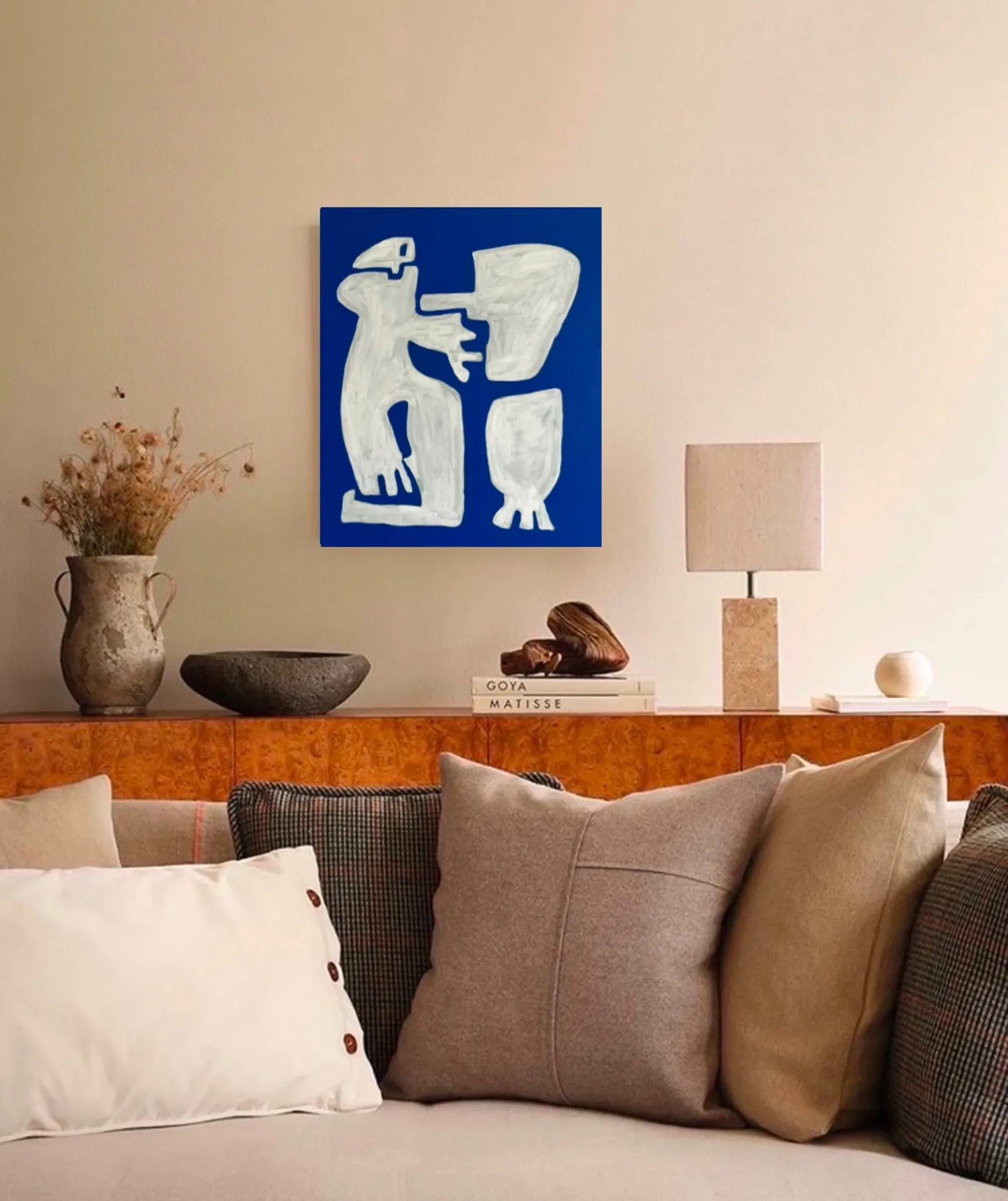 Peinture sur toile "Happy men" off-white
