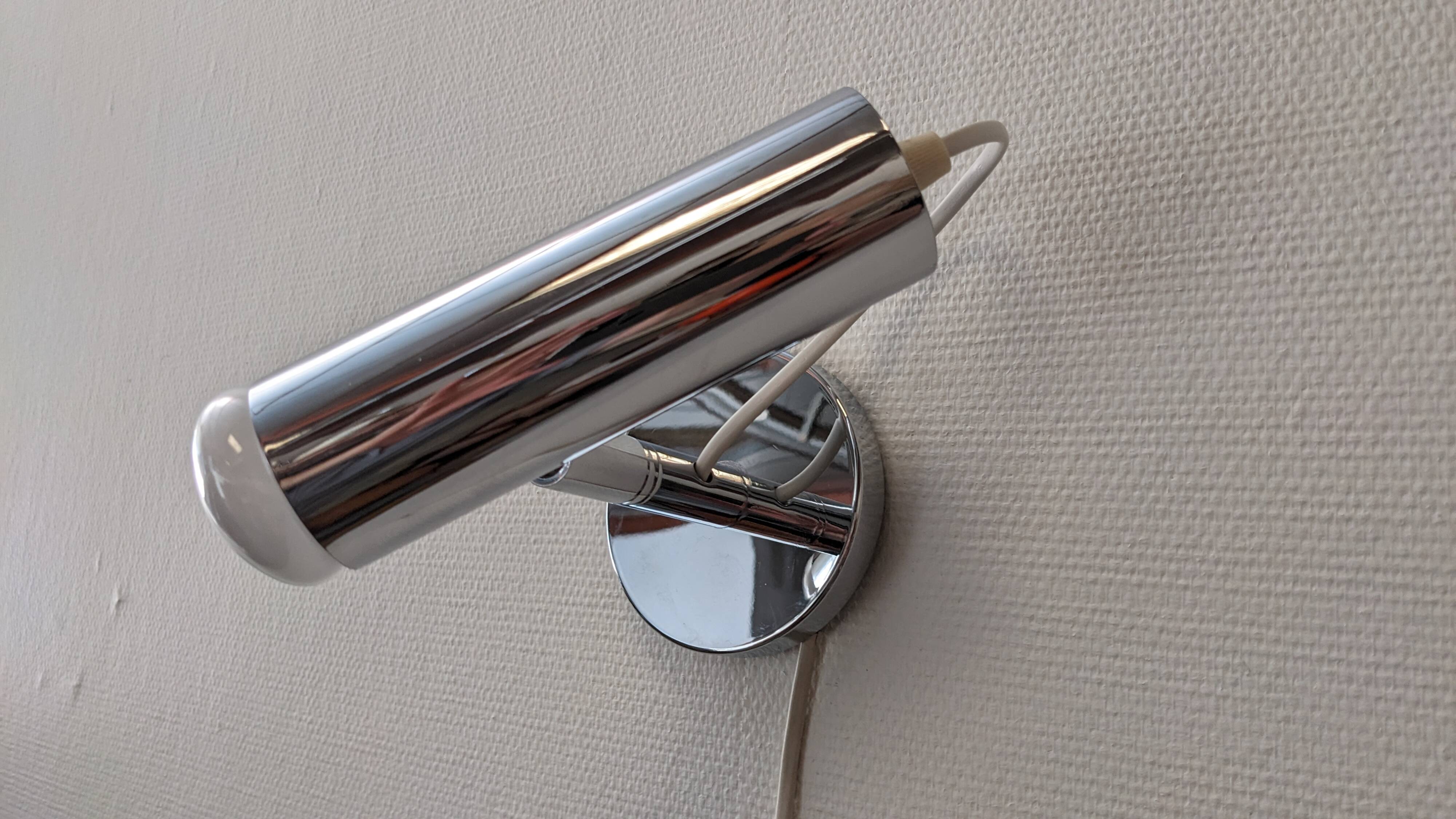 Modernist chrome metal wall light, France circa 1970.