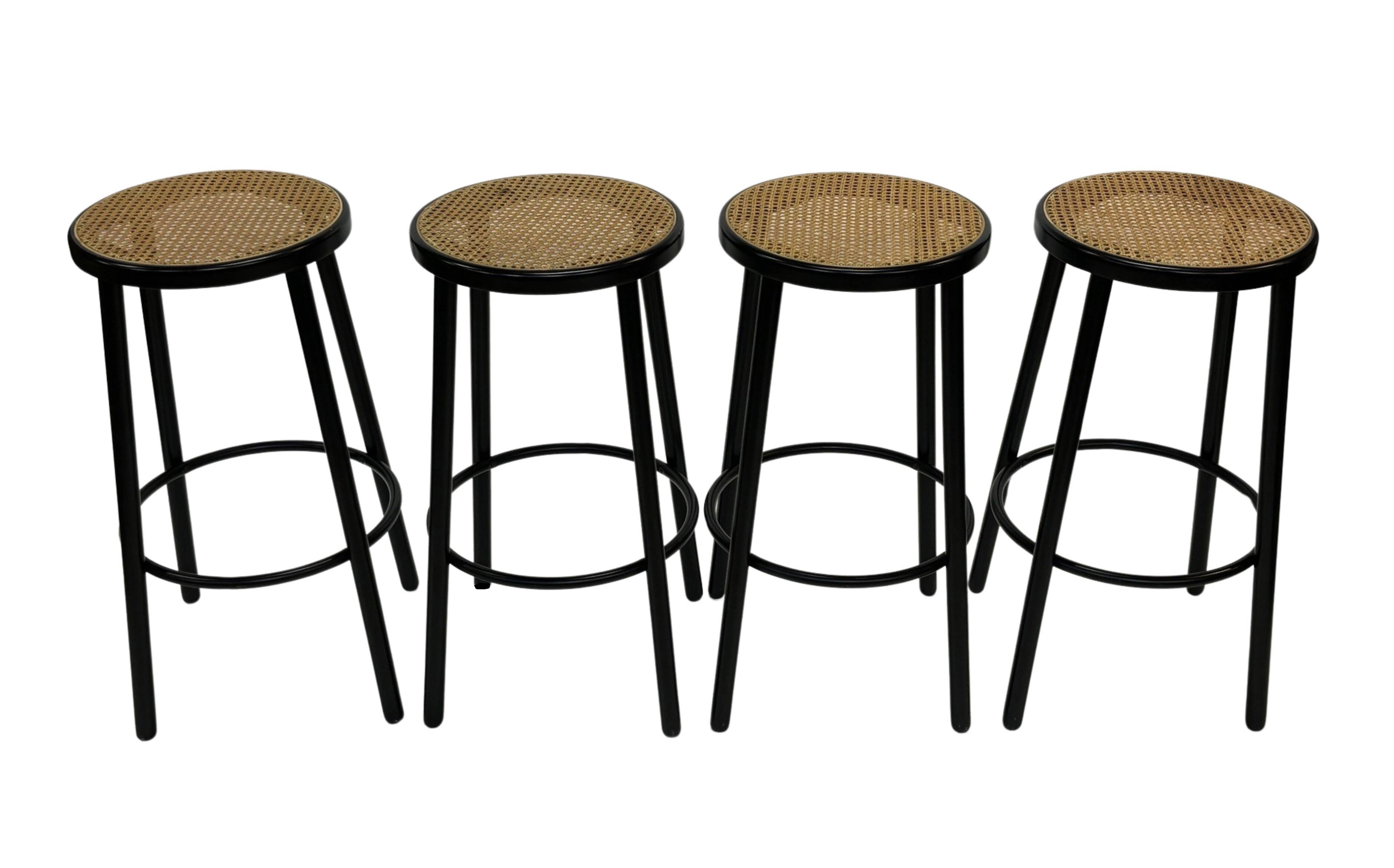 Set of four vintage bar stools - webbing Italian design