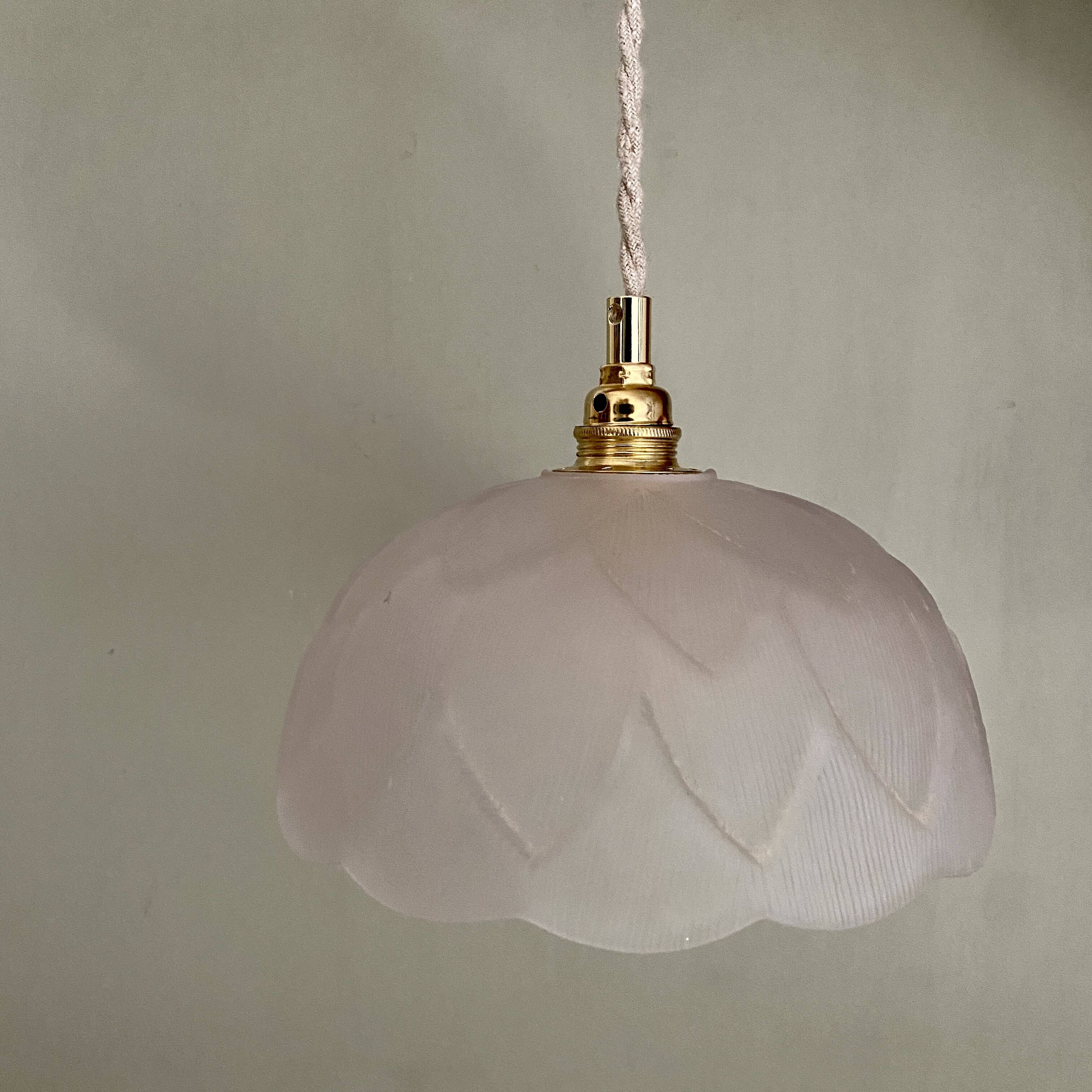 Vintage frosted glass flower motif pendant light