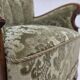 1960s, Danish armchair, green furniture velour, solid oak wood.