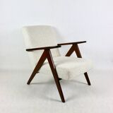 Vintage Ivory white Boucle Model B-310 Armchair, 1970s