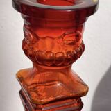 Pair of amber glass candlesticks