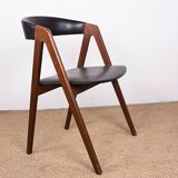 4 Danish chairs in Afromosia and skai model 205 by Thomas Harlev