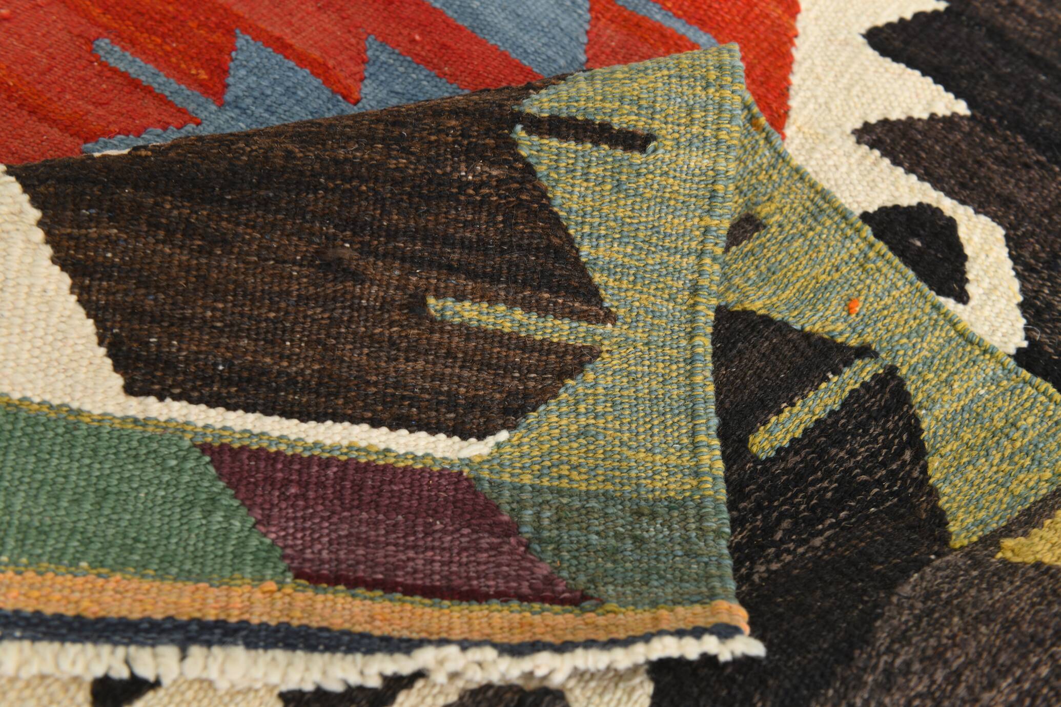 8x12 Multicolor Geometric Vintage Kilim Rug, 252x361Cm