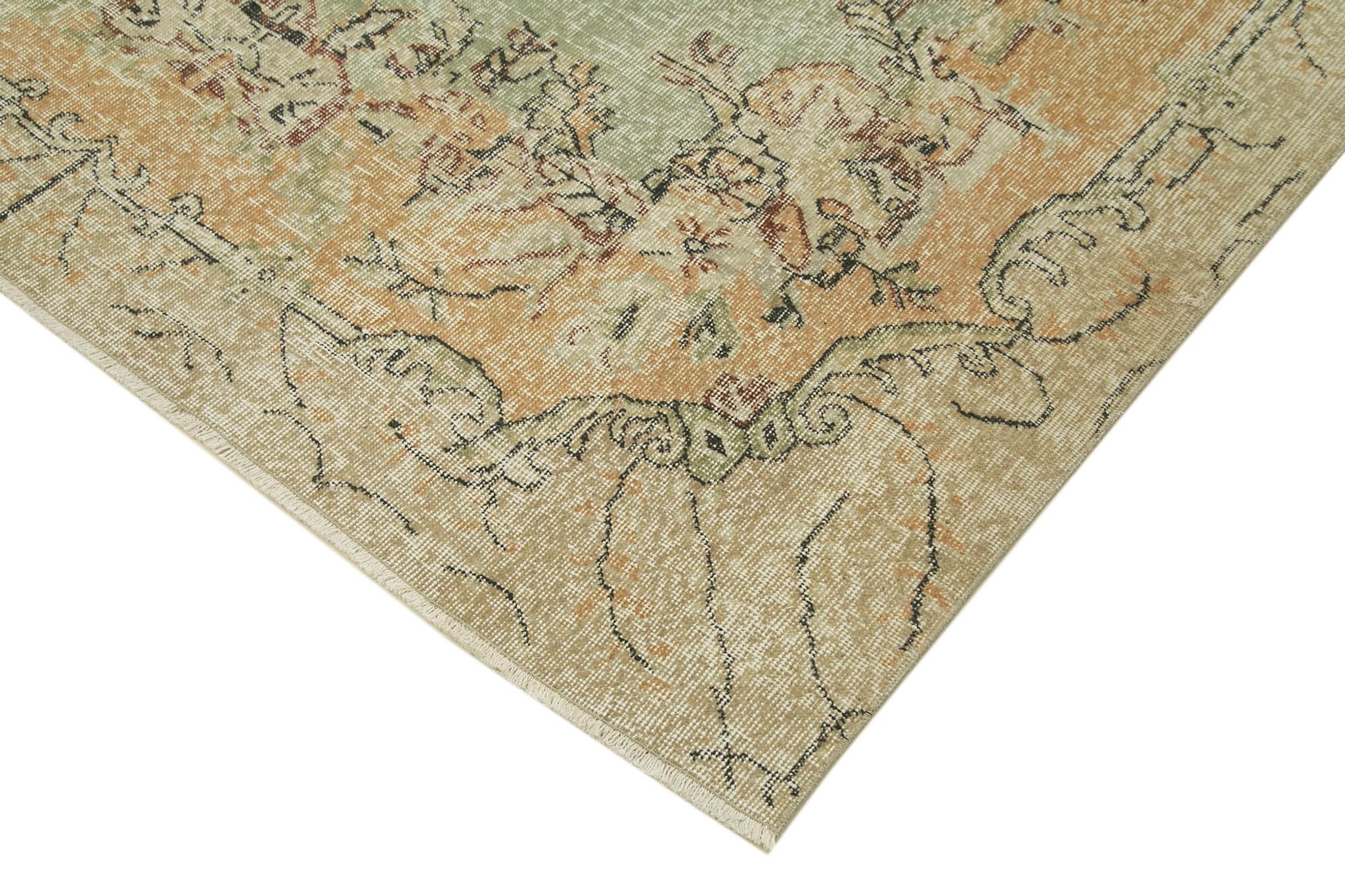 Tapis beige oriental ancien fait à la main 198 cm x 311 cm