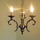 French brushed silver metal 3 light chandelier scroll leaf detail