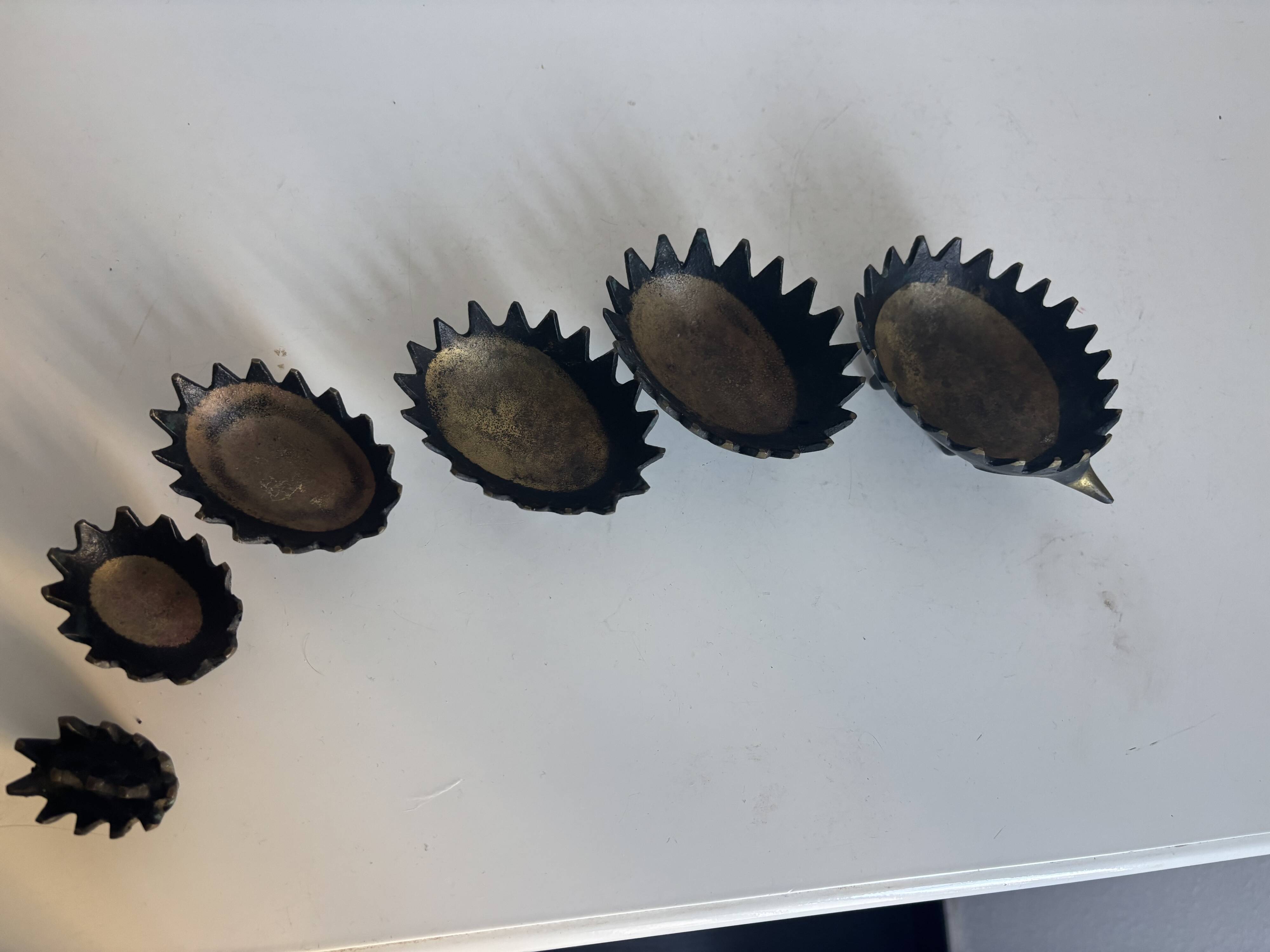 Vintage 1950 hedgehog ashtrays by Walter Bosse for Hertha Baller