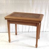 Solid wood and cane side table - mid 20th century