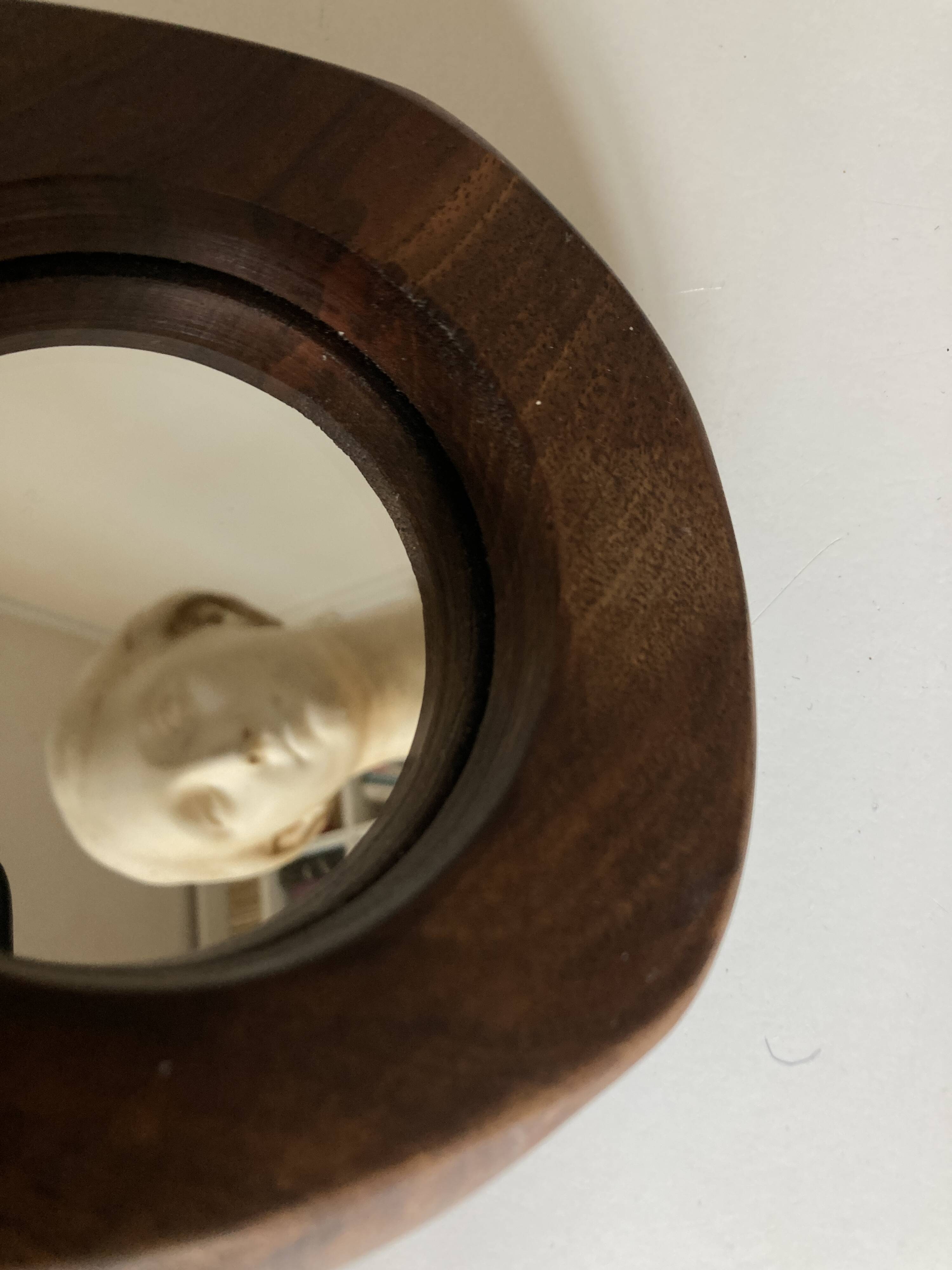 1970 brutalist mirror in elm by Richard Lecompte dlg A. Noll popular art