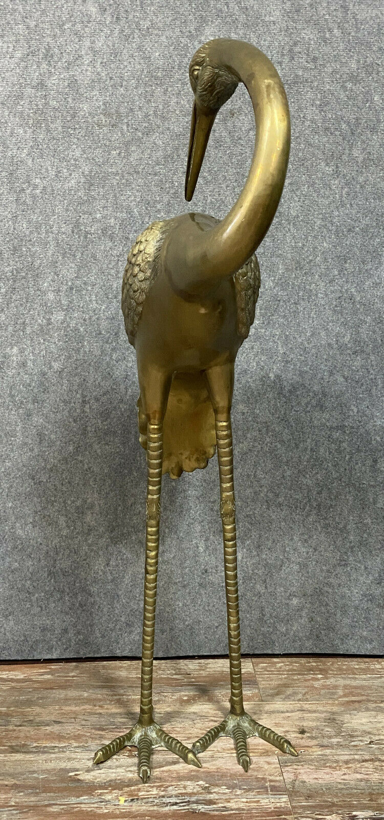 Pair of high-quality golden bronze herons statues