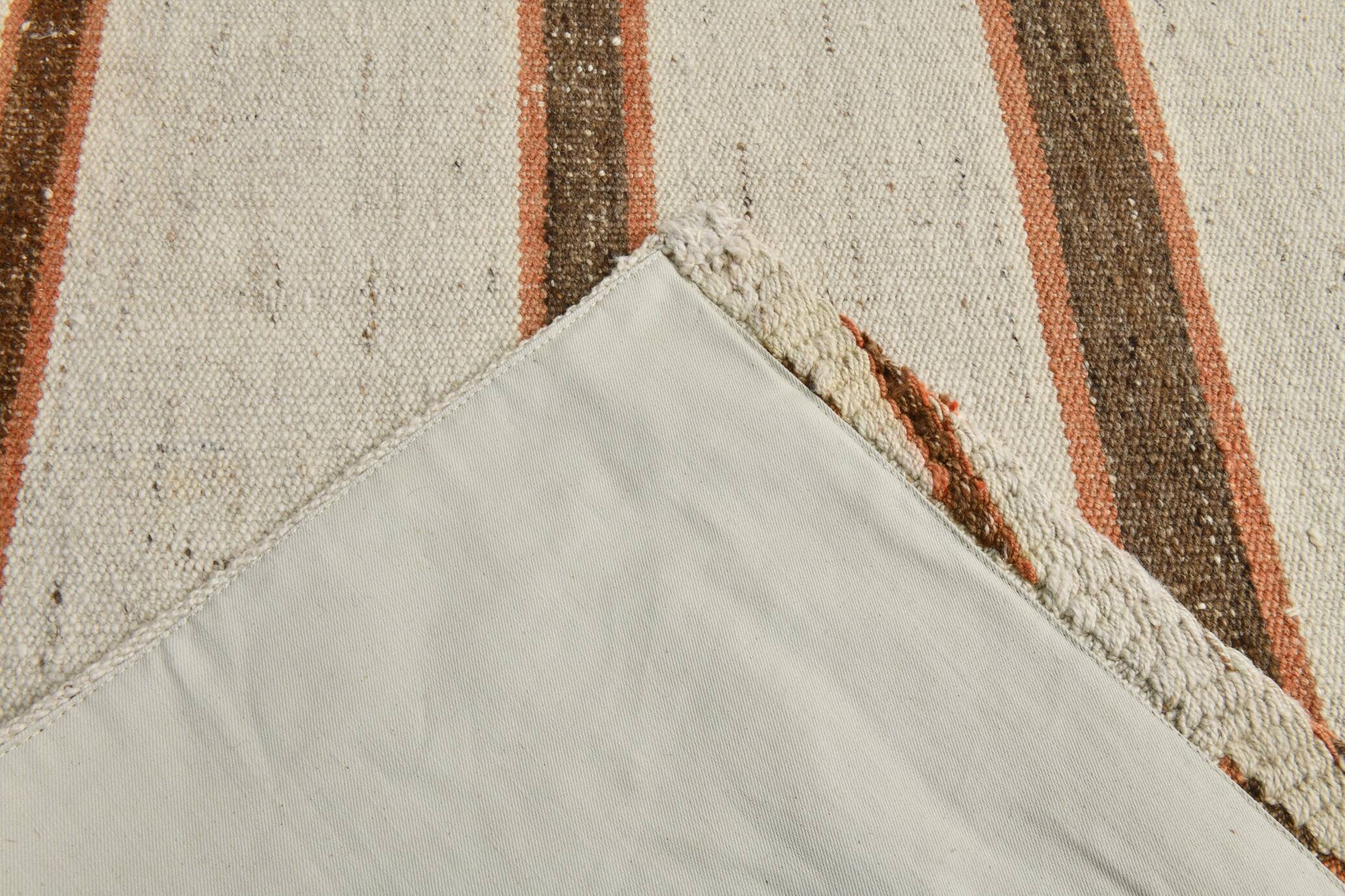 2x8 Brown & Beige Kilim Runner Rug, 71x260Cm