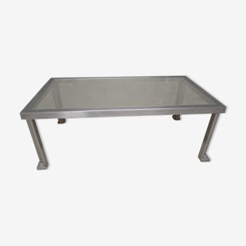 Rectangular brushed steel coffee table 1970