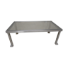 Rectangular brushed steel coffee table 1970