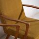 2 armchairs in wood and ochre fabric, 1950