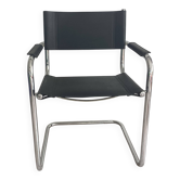 Fauteuil métal chromé et cuir d’après le modèle b34 de marcel breuer