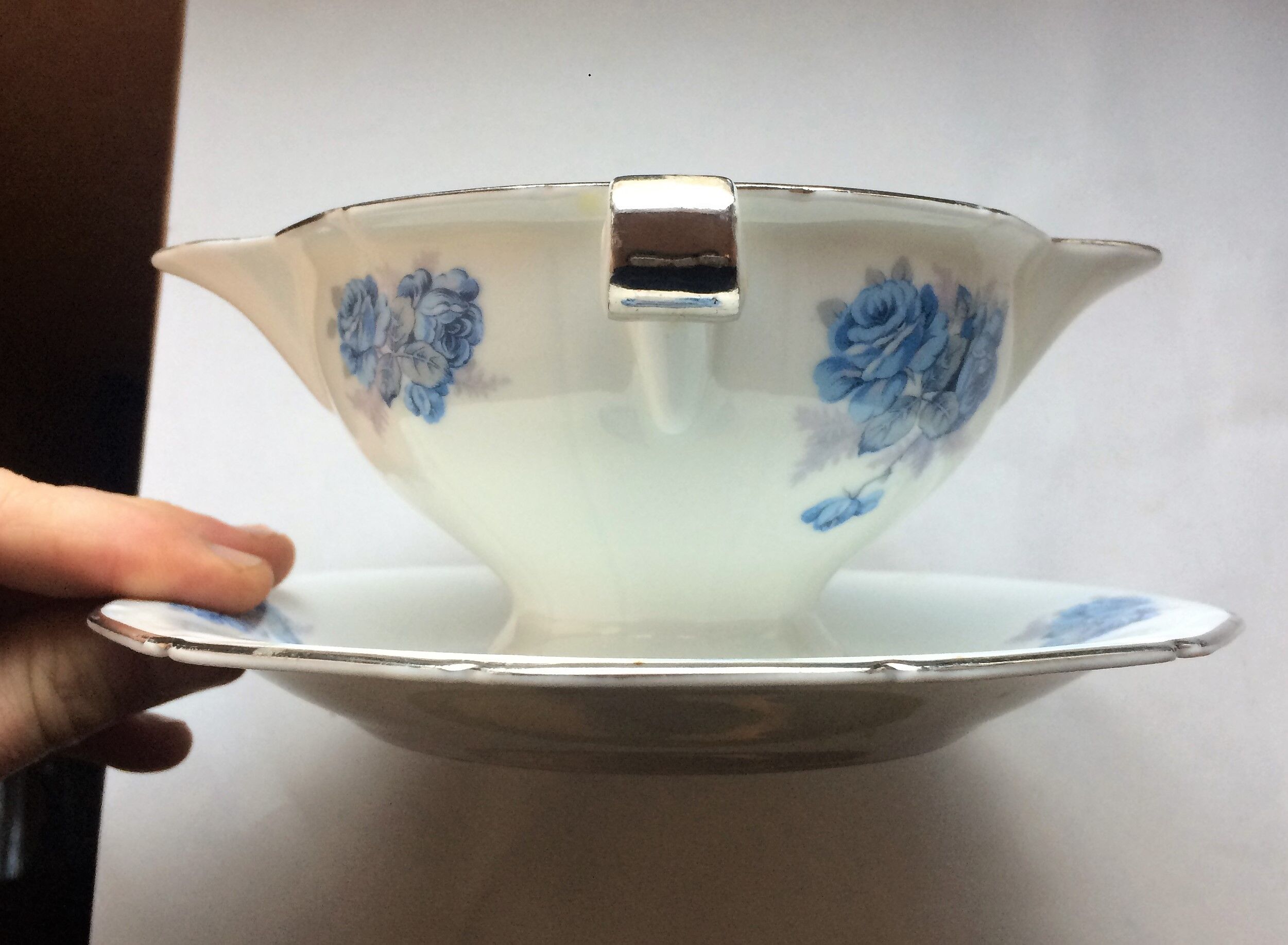 Old porcelain sauciere from Sologne Maison Lamotte