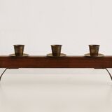 1960s Sculptural Wooden & Brass Candleholder