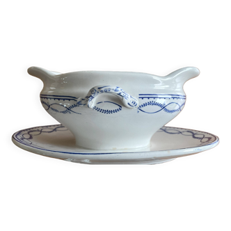 Antique Boch Frères Keramis earthenware sauce boat
