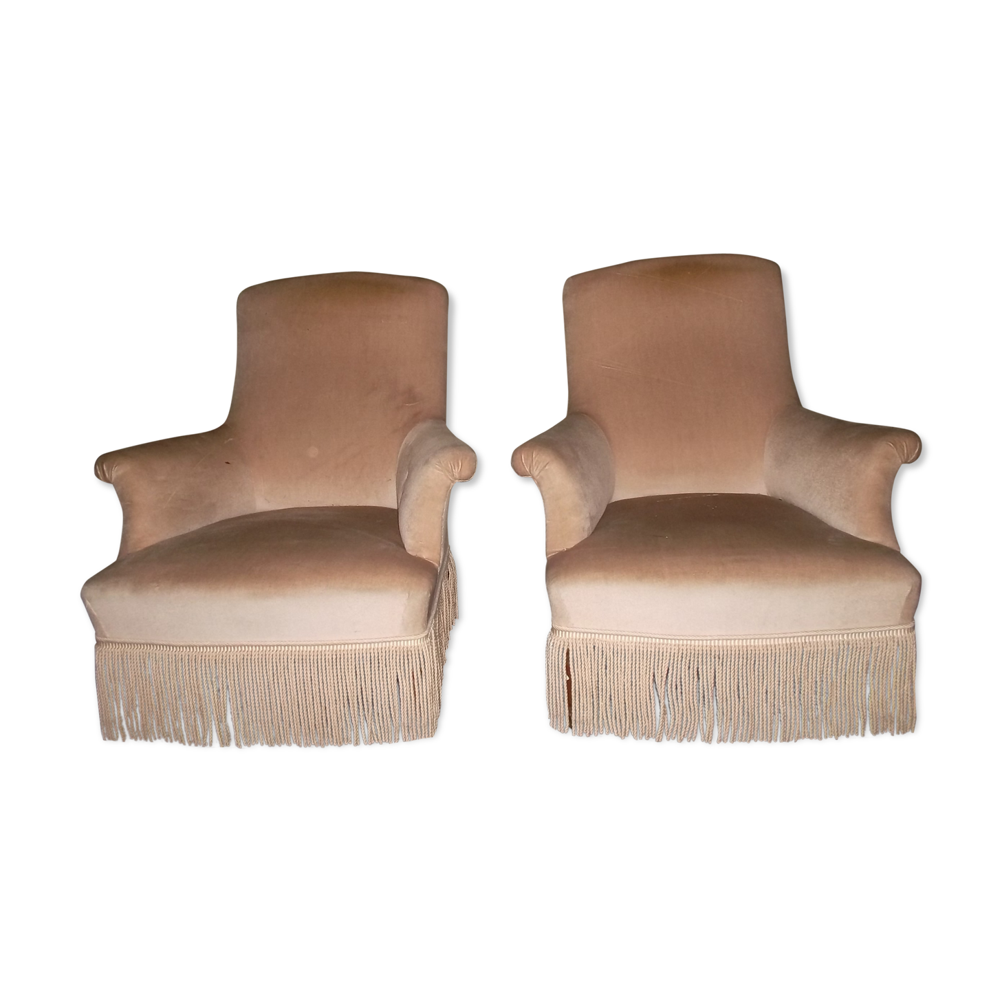 Pair of toad style Napoleon III armchairs