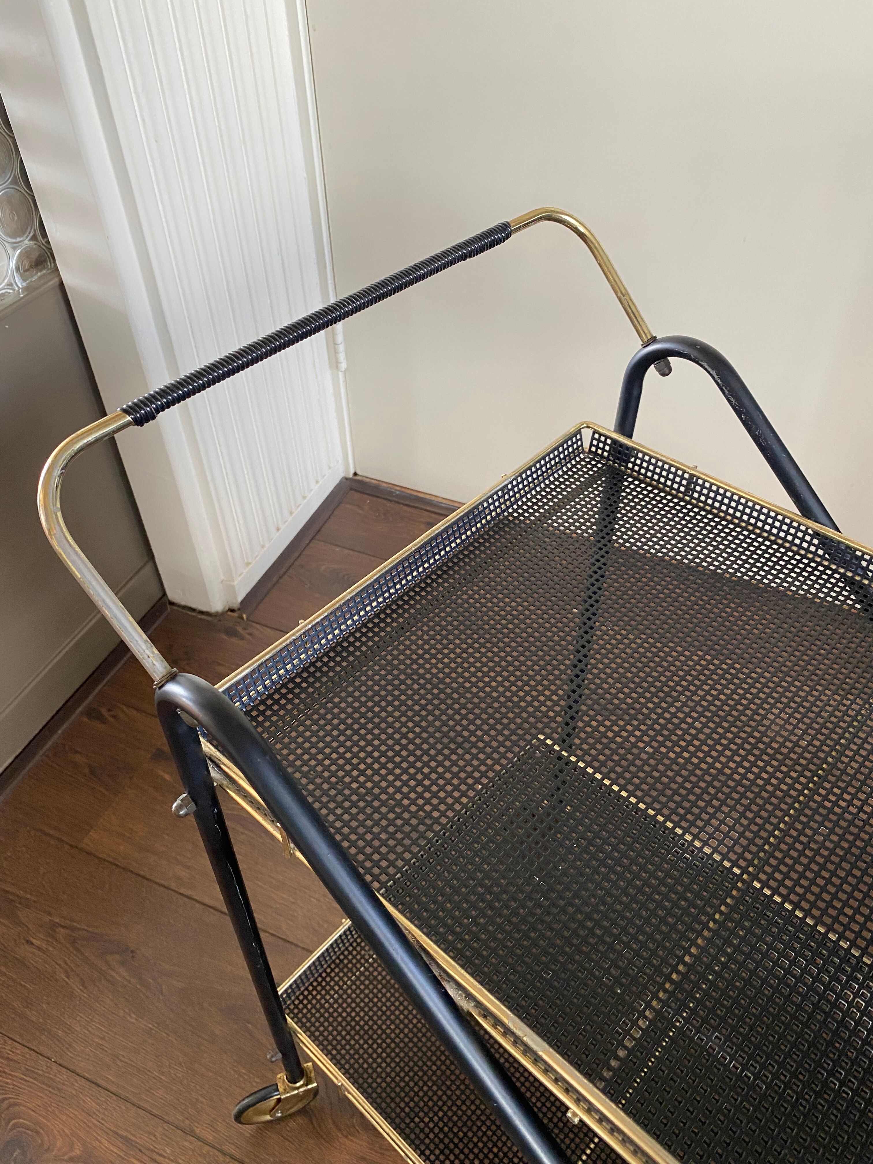 Vintage Italian brass and metal bar cart, 1950s