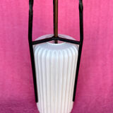 LAMP/IRON SUSPENSION FORGED OPAQUE WHITE GLASS CYLINDRICAL TUBE