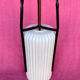 LAMP/IRON SUSPENSION FORGED OPAQUE WHITE GLASS CYLINDRICAL TUBE
