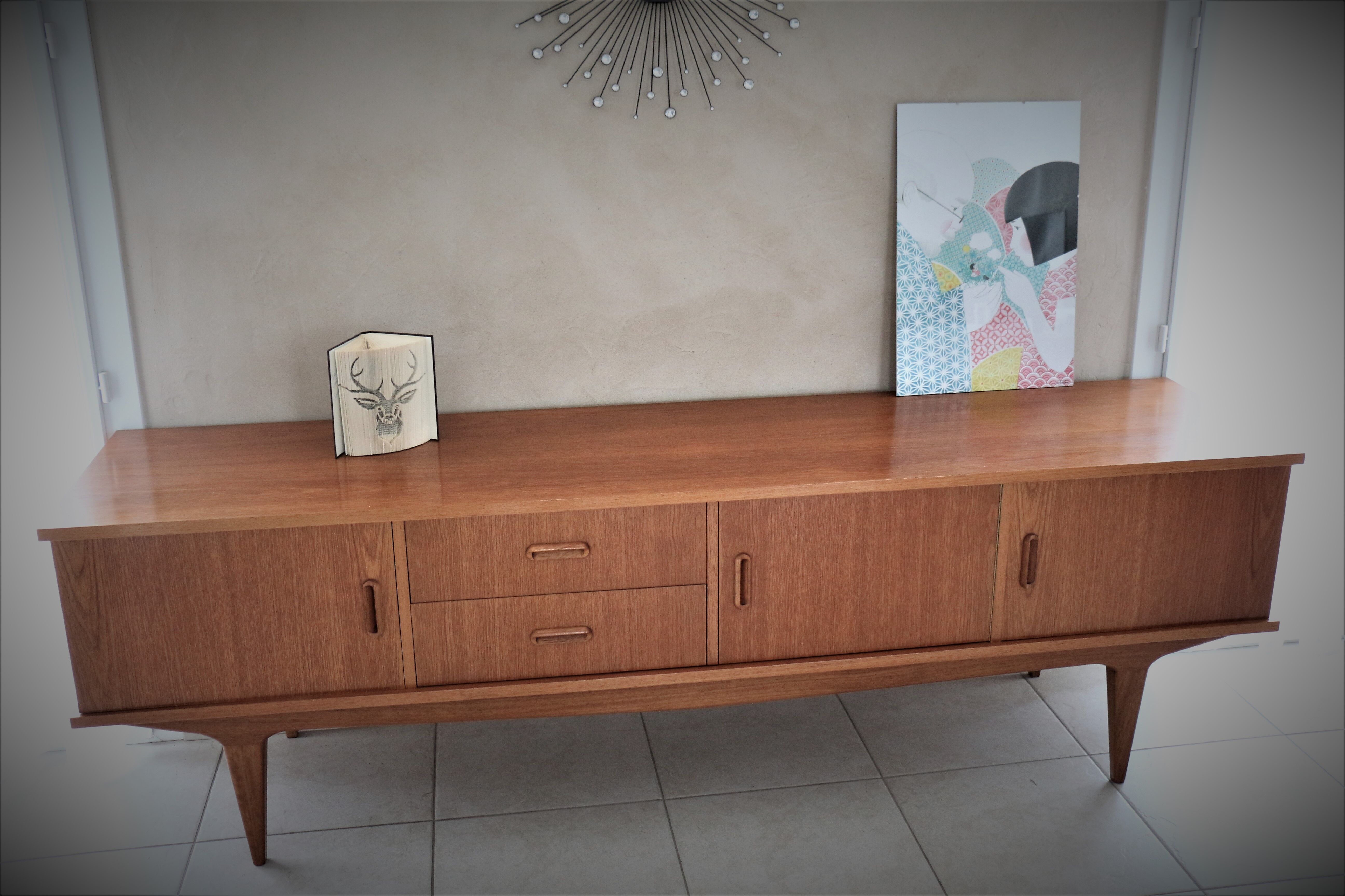 Scandinavian design sideboard in blond teak