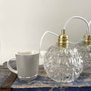 Set of two chiseled glass pendant lights