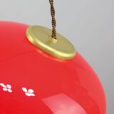Mid-century Modern Italian Brass and Red Glass Pendant Lamp, 1960s
