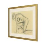Charcoal Drawing Woman Nude Study Art Framed